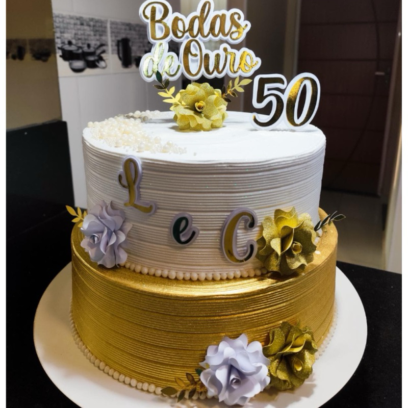 Topo de Bolo Bodas de Ouro