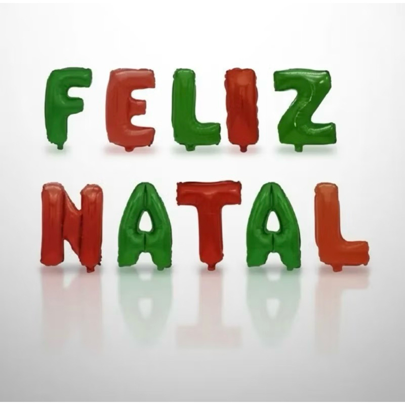 KIT BALÃO FELIZ NATAL VERMELHO VERDE | TAM.: 16 POLEGADAS | BEXIGA | MANUSCRITO | DECORAÇÃO NATALINA | BALÃO METALIZADO