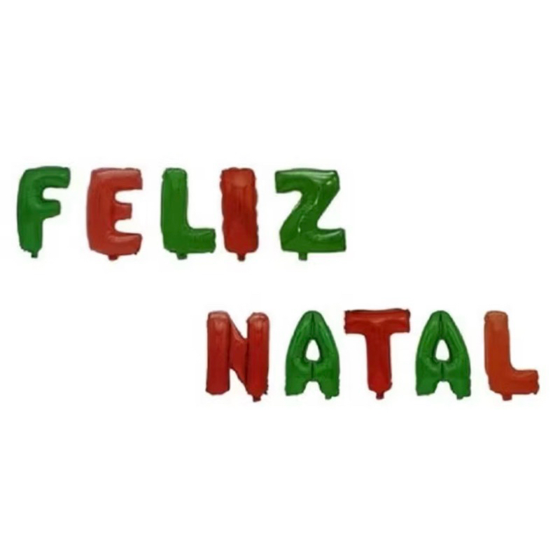 KIT BALÃO FELIZ NATAL VERMELHO VERDE | TAM.: 16 POLEGADAS | BEXIGA | MANUSCRITO | DECORAÇÃO NATALINA | BALÃO METALIZADO