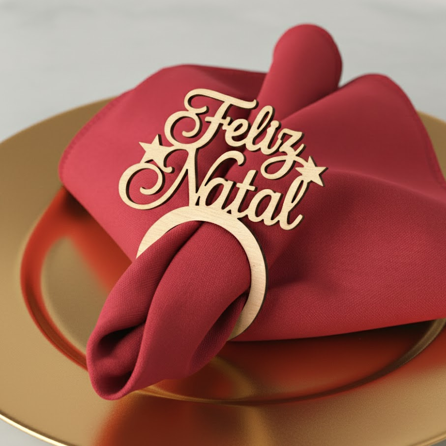 Kit 20 Anel Porta Guardanapo Feliz Natal Festas de Fim de Ano Decoração Mesa Posta