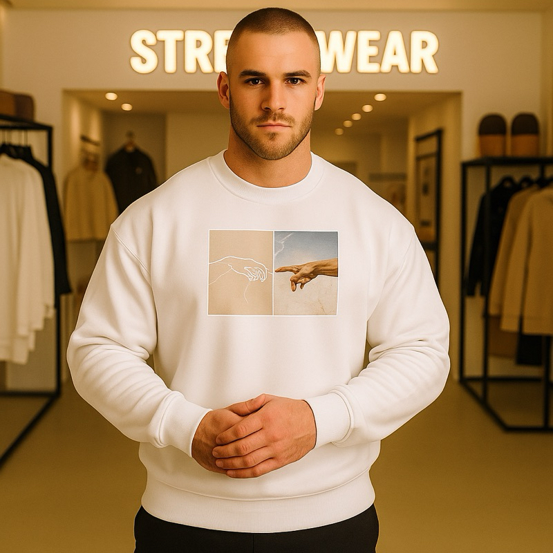 Moletom ESTILOSO Careca Sem Capuz Algodão Estampado Blusa de frio unissex Dedo de Deus Lançamento Promoção
