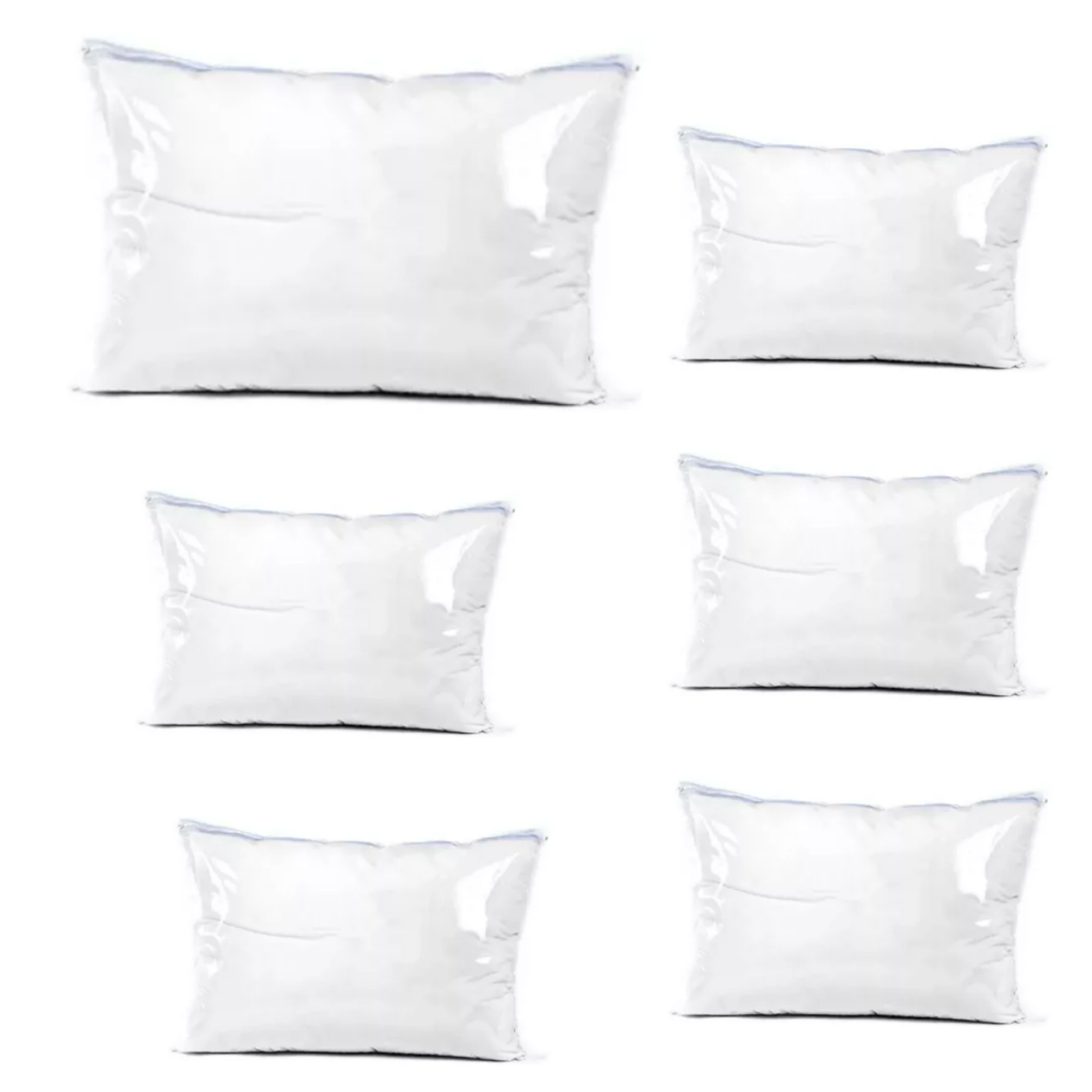 Kit 10 Saco Capa de Travesseiro 50 x 80 Transparente de Pvc e Ziper Anti Poeira