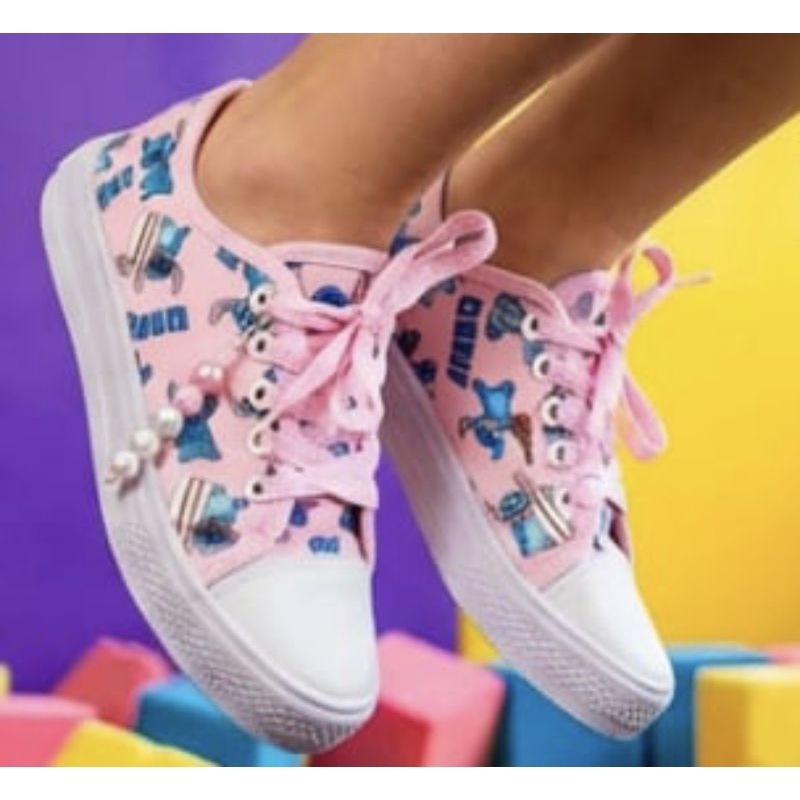 tênis infantil casual stitch rosa escolar feminino leve confortavel macio em Oferta na Shopee