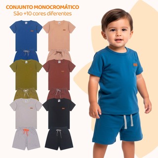 Kit 2, 6 ou 10 Peças de Roupa Conjunto Bebê Menino Masculino Minimalista Monocromático Ve…