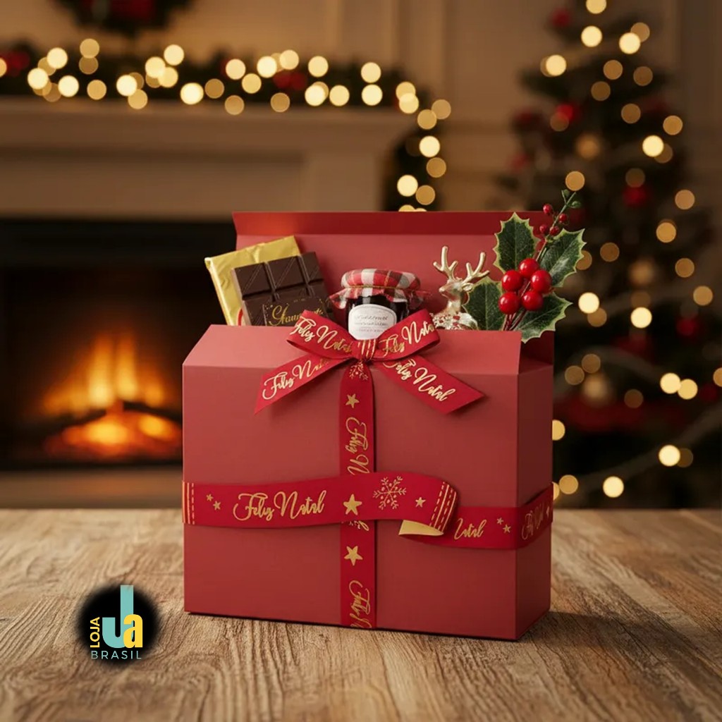 Fita Decorada Maxi Decorada - 16mmx50m Natal Celebrar Vermelho Chery Ouro
