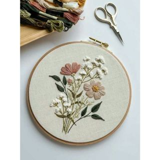 Kit para bordar ramo com flores completo com passo a passo em Oferta na Shopee