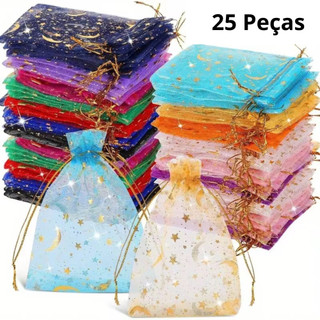 Sacos Decoração Jóias Doces 25 uni Bolsas De Presente Star Moon Organza Festa De Casamento Favoritos