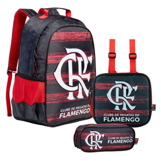 Kit Escolar Mochila de Rodinhas ou Costas com Alça 40x30cm, Lacnheira, Estojo Flamengo Xeryus em Oferta na Shopee
