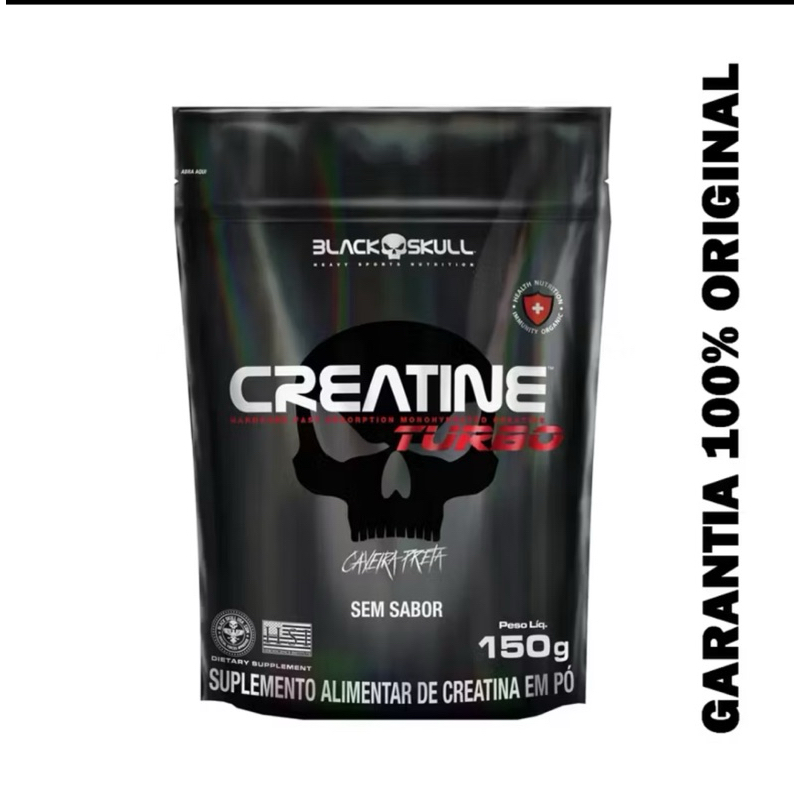 Creatine Turbo Creatina Caveira Preta 150g  Refil - Black Skull