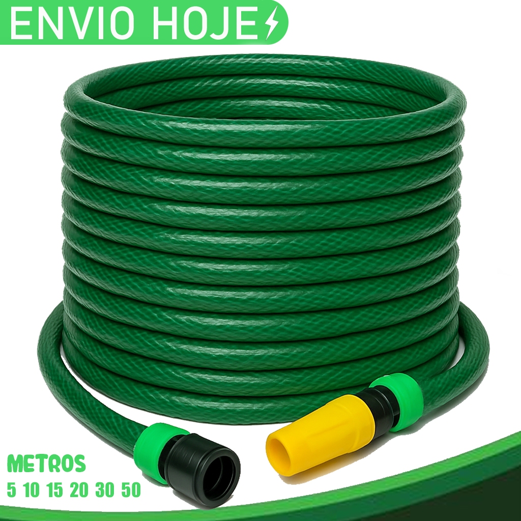 Mangueira De Jardim Trançada Reforçada 50 Metros Completa Limpeza Quintal