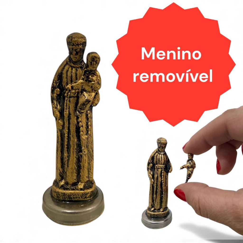 Imagem de Santo Antônio de metal com menino removível - 6,5 cm