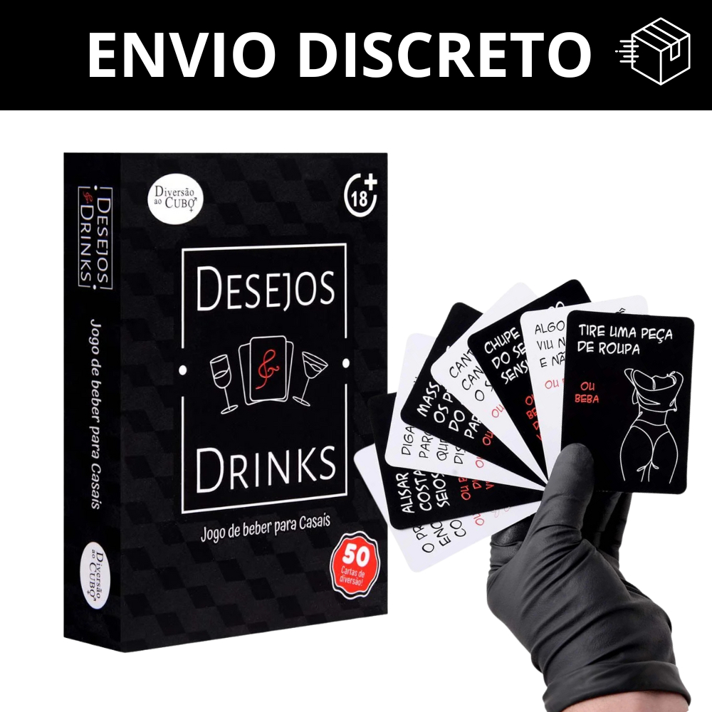 Jogo De Cartas Sensual Desejos E Drinks Para Casais - Faz ou Bebe - Diversão Ao Cubo