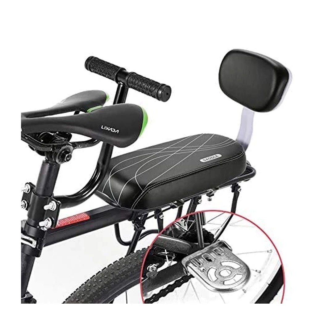 Bagageiro Garupa Bike + Banco Com Apoios Mãos Pés Bicicleta Bike com Luz Traseira
