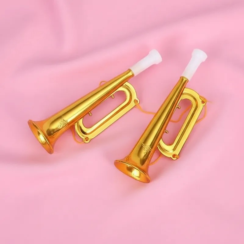 Mini Trompete De Plástico Dourado Brinquedo