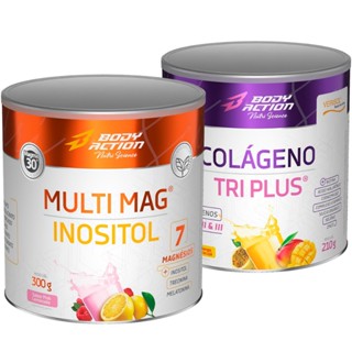 Kit Multi Mag 7x Magnésios 300g + Colágeno Verisol Tri Plus 210g Bodyaction em Oferta na Shopee