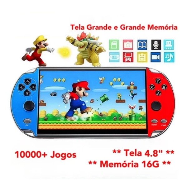 2025 Videogame Portatil Tela 4.8" +10000 Jogos Retro 16GB, Console de Mão Memoria Expansivel