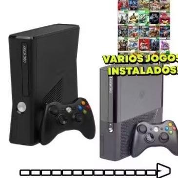 Xbox 360 Super Slim Destravado RGH/EXPLOIT Com 2 Controles