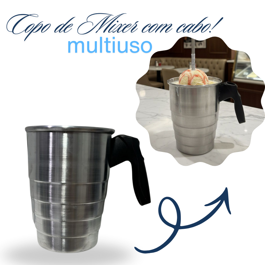 Copo para mixer resistente em aluminio perfeito para milkshake e drinks em Oferta na Shopee