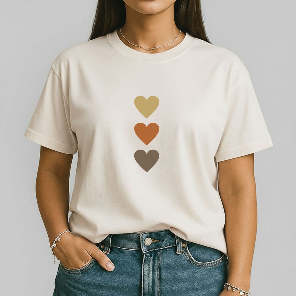 Camiseta 100% Algodão Estilo Casual Feminina Corações Minimalista Moda Cute Trendy Dia Dia Presente em Oferta na Shopee
