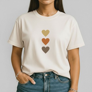 Camiseta 100% Algodão Estilo Casual Feminina Corações Minimalista Moda Cute Trendy Dia Dia Presente em Oferta na Shopee