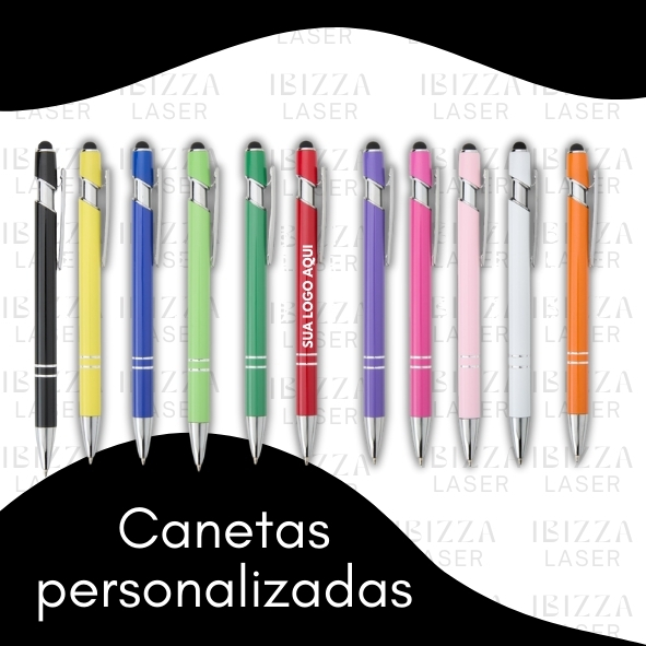 Kit 15 Canetas Metal touch Personalizadas Nome/Logo a Laser em Oferta na Shopee