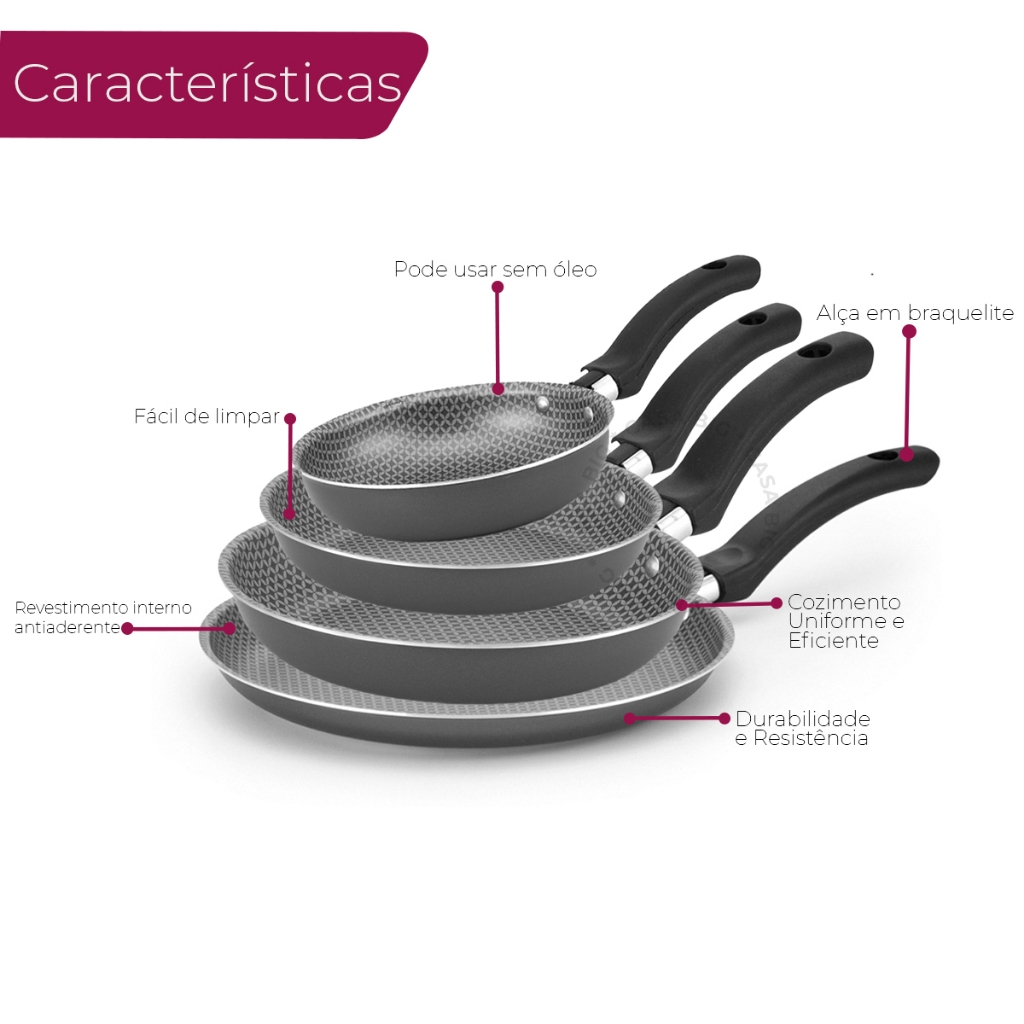 Conjunto De Frigideira 4 Peças Antiaderente Alumínio Panquequeira Fritar Ovo Sem Óleo Não Gruda — imagem 2 de 2