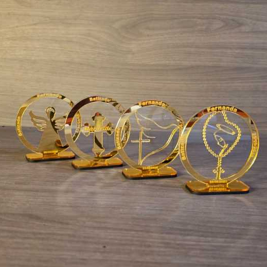 Kit 10 Lembrancinhas Elegantes Personalizadas para Eventos Religiosos Batizados Crismas Comunhão