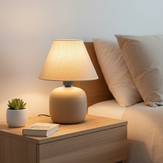 Abajur Luminaria de Ceramica Porcelana com Cupula em Tecido Decoração Quarto Escritorio Decor Varias Cores Premium em Oferta na Shopee