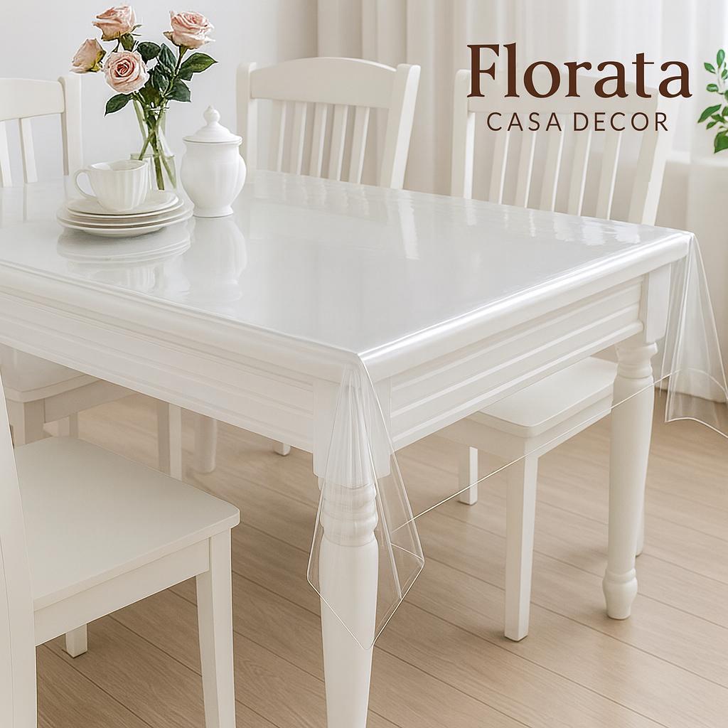 Toalha de Mesa Plástica PVC Ultra Grossa Transparente/Impermeável de 4 a 12 Lugares - 0,08 a 0,30mm