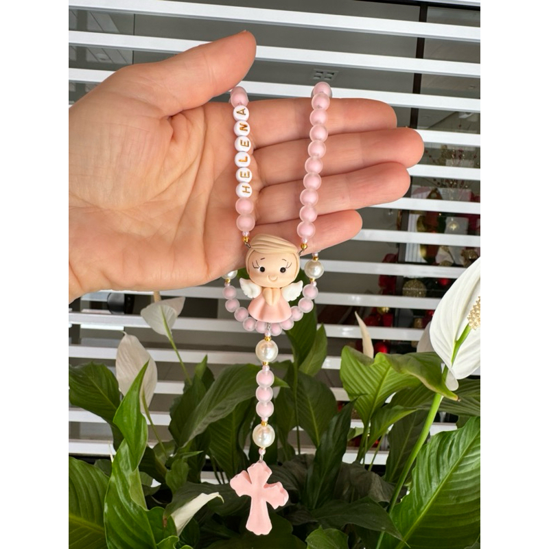 Terço Doce Anjinha Loira | Terço Infantil personalizado | terço para menina Rosário