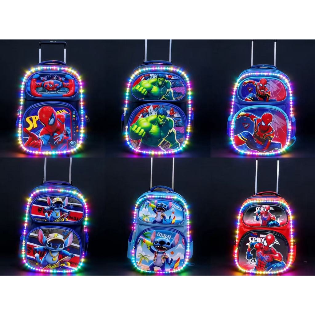 Mochila com Luz LED piscante com  rodinha Escolar Infantil Menino, Resistente vários Designs em 3D em Oferta na Shopee
