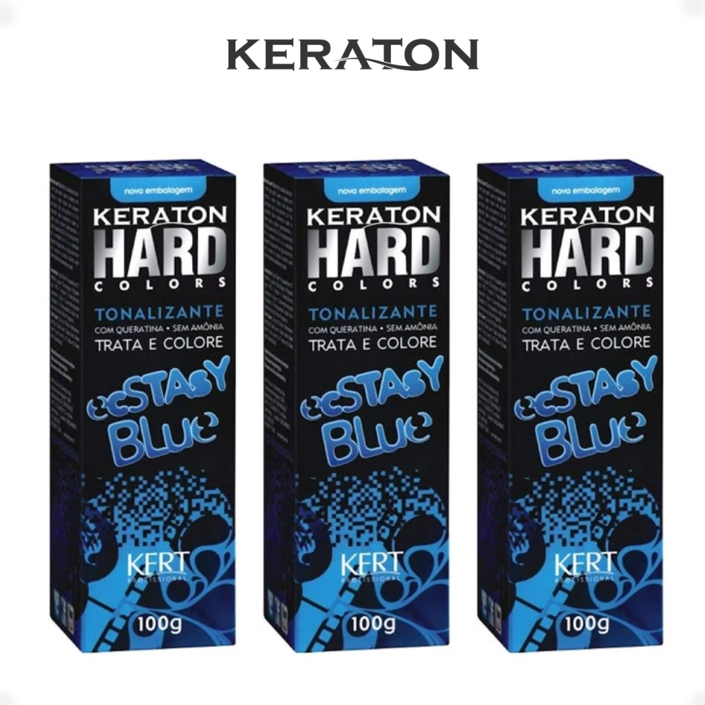 Kit 3 Tonalizantes Hard Color Keraton Ecstasy Blue