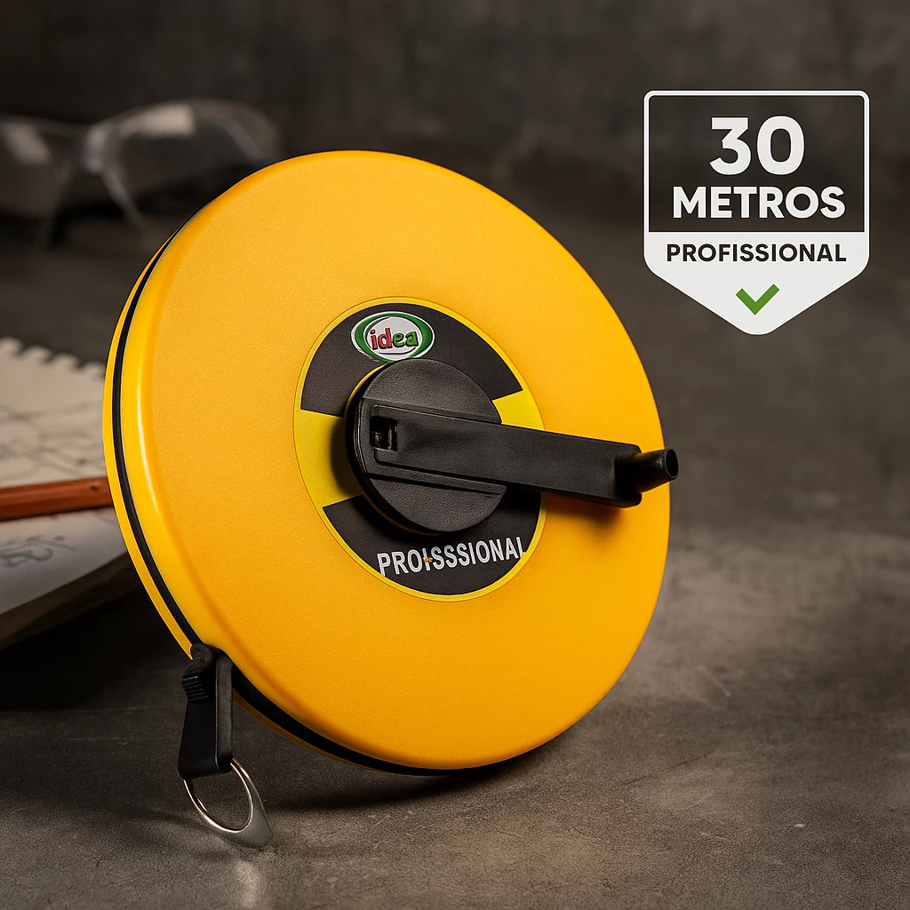 Trena de Fibra 30 Metros – Fita Reforçada em Estojo PVC | Medição Profissional e Precisa