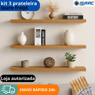 kit 3 Prateleira Louro Freijó 60x20cm porta livro para sala quarto ou diversos 100% mdf em Oferta na Shopee