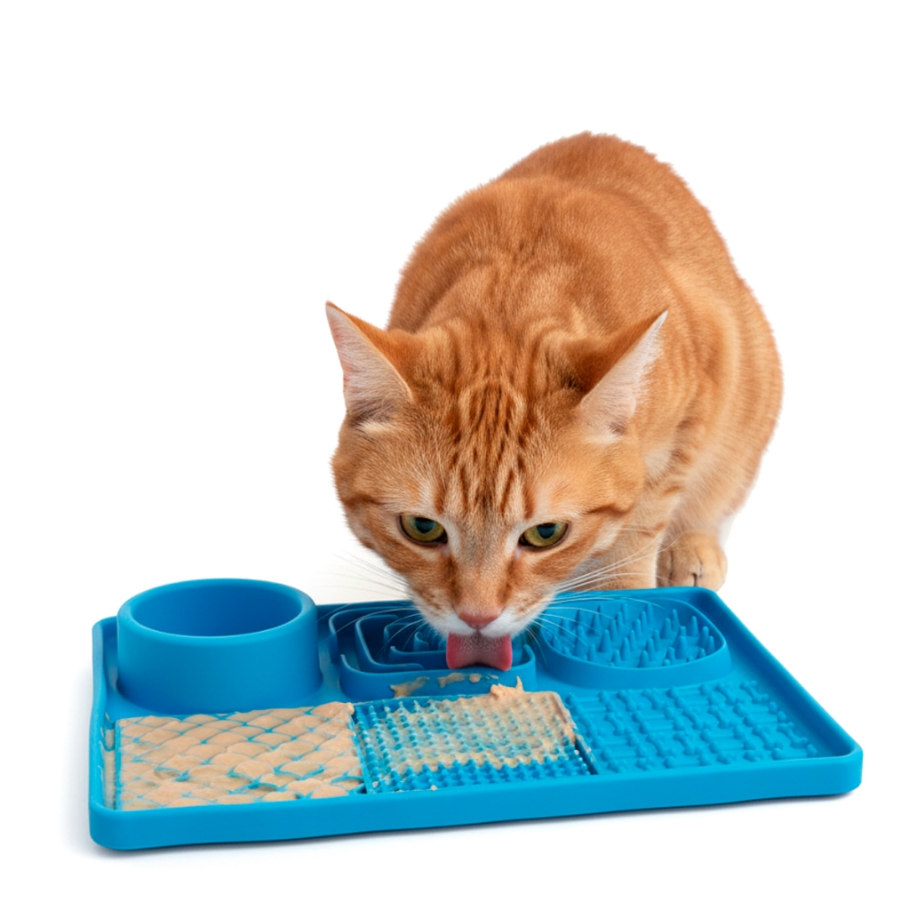 Comedouro Labirinto Tapete De Lamber Inibidor de Ansiedade Silicone C/ Ventosa Cães Gatos 30x20cm
