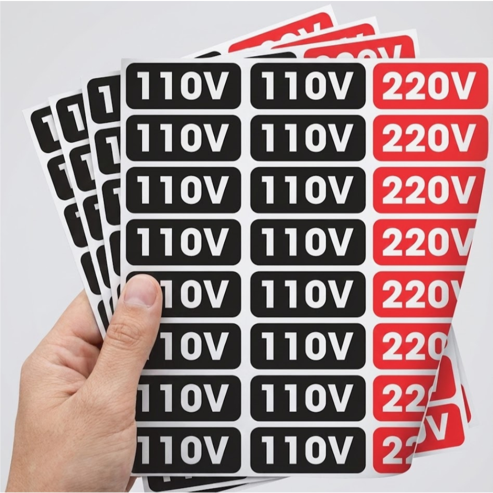 Etiquetas Adesivas de Voltagem 110V e 220V – Kit com 40 Uni em Oferta na Shopee