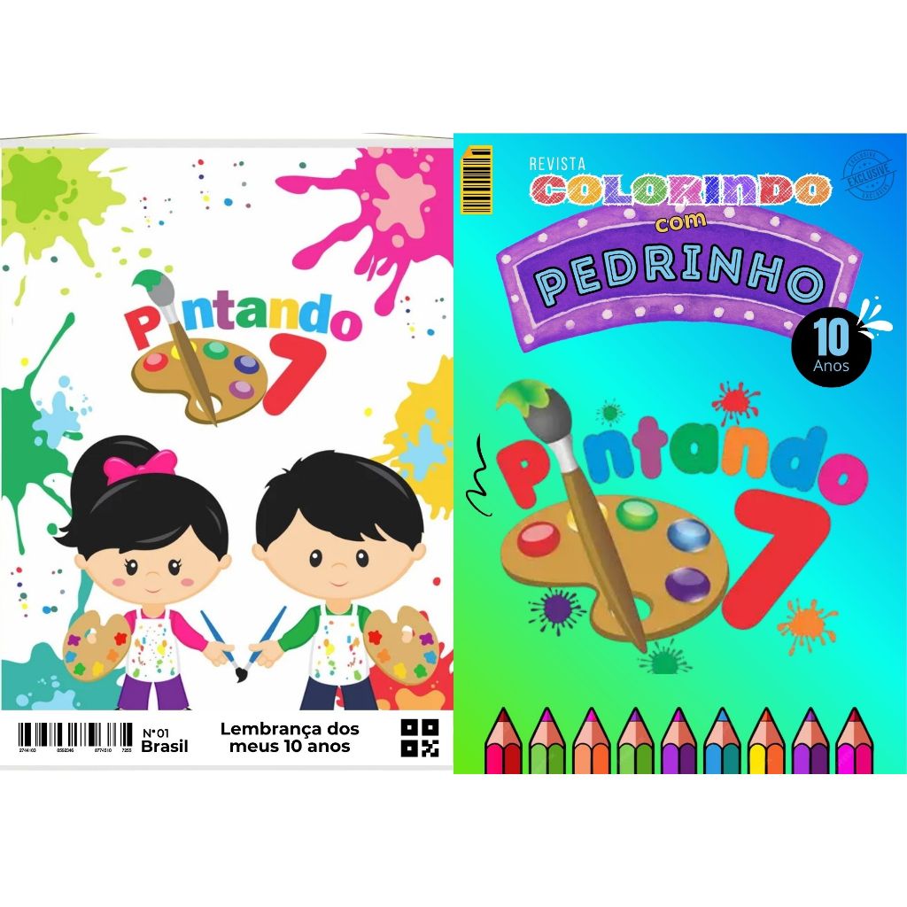 20 Livrinho de Colorir Pintando o 7 Personalizado com Nome e Idade Festa Infantil Aniversário
