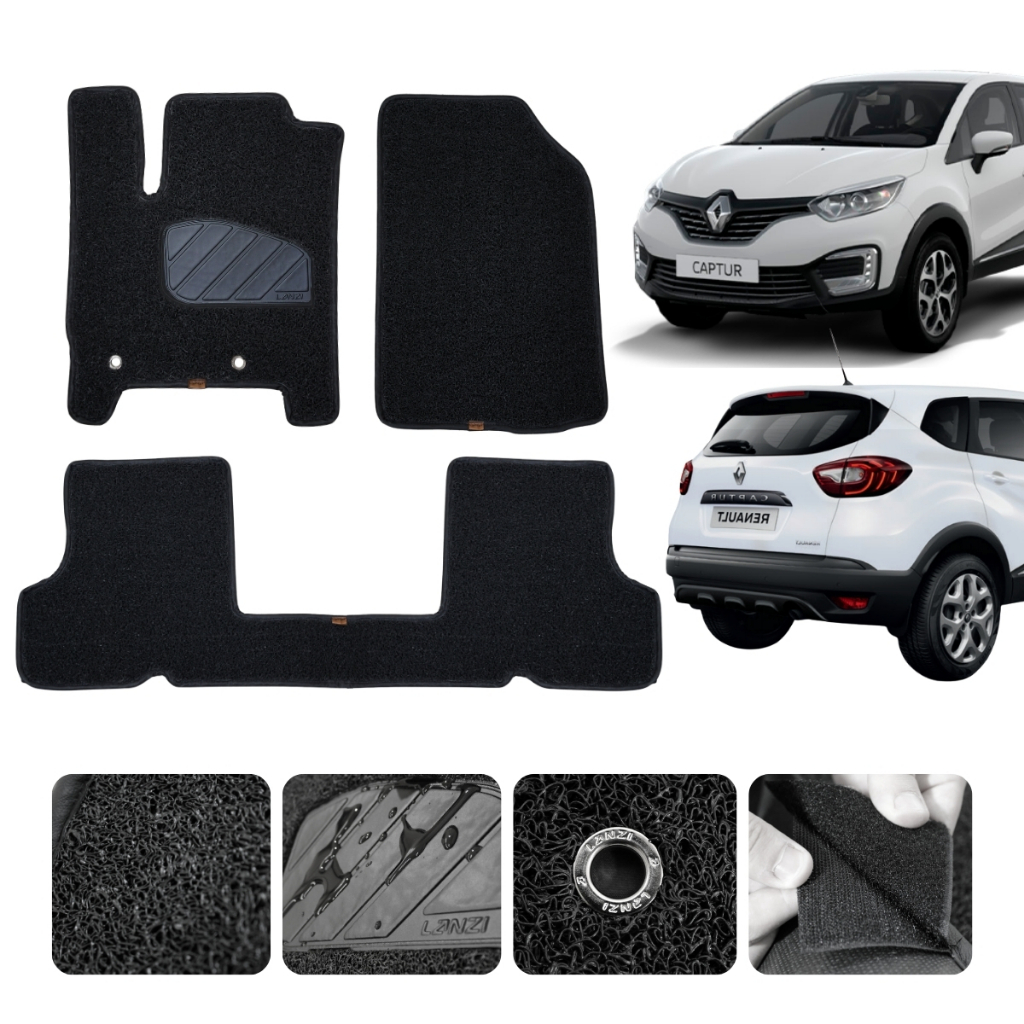 Tapete de carro para Captur Iconic Todos anos e Modelos Capacho Preto Traseiro I