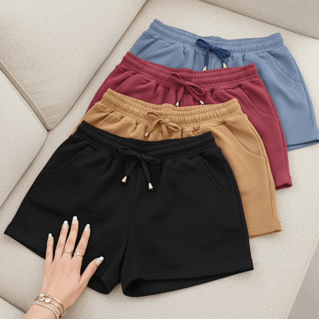 Short plus size moletom feminino básico liso confortável