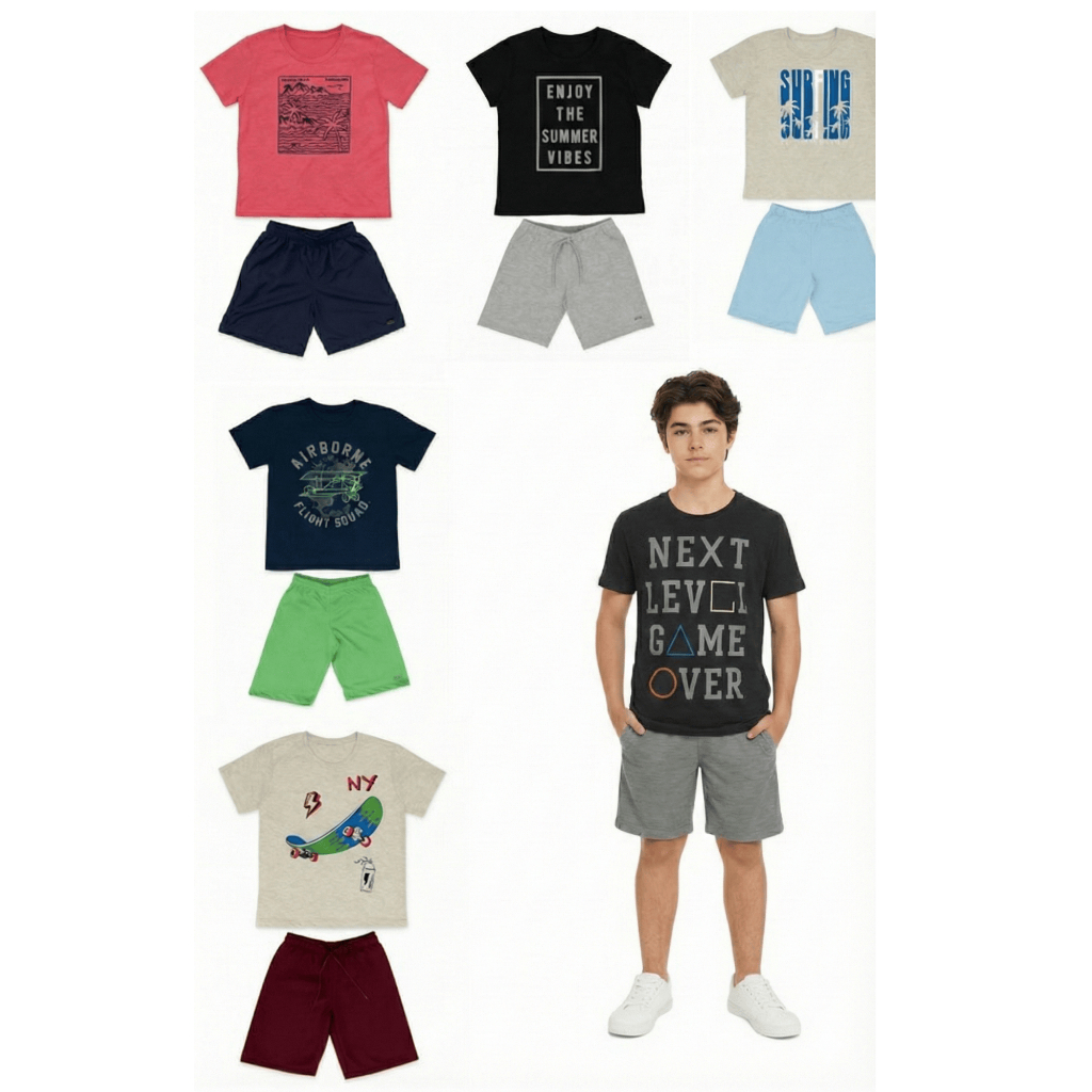 Kit até 6 Peças Roupas Infantil/Juvenil Menino Premium 1 ao 16 Conjunto Criança Masculino