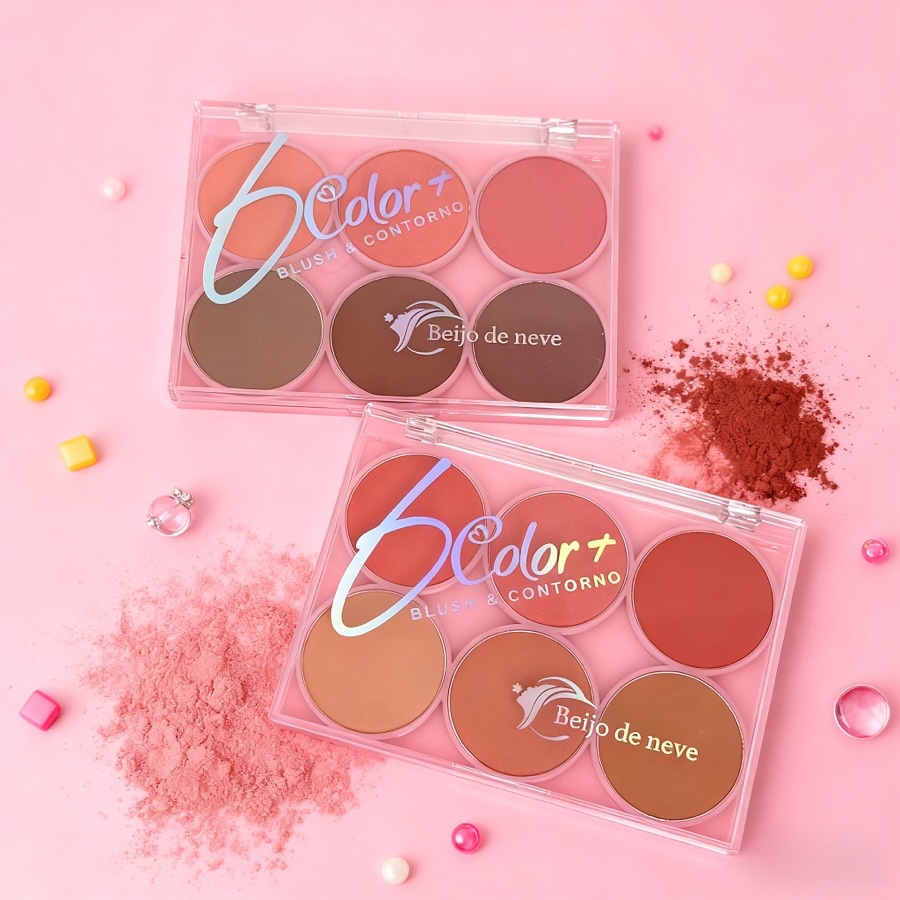 Maquiagem Paleta de Blush + Contorno Matte Cheek Red Plate Natural De 6 Cores À Prova D'água
