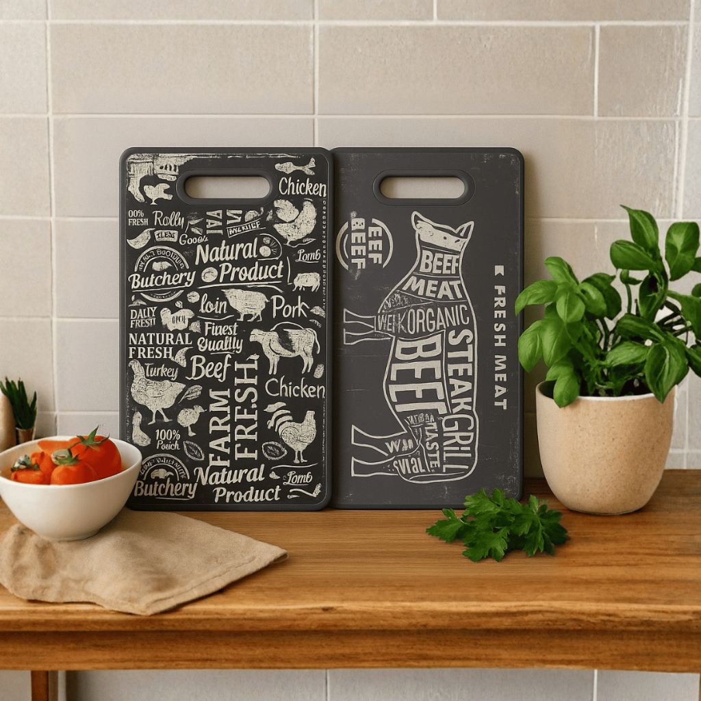 Tábua de Corte Carnes Churrasco Preta Estampada – Cozinha e Área Gourmet