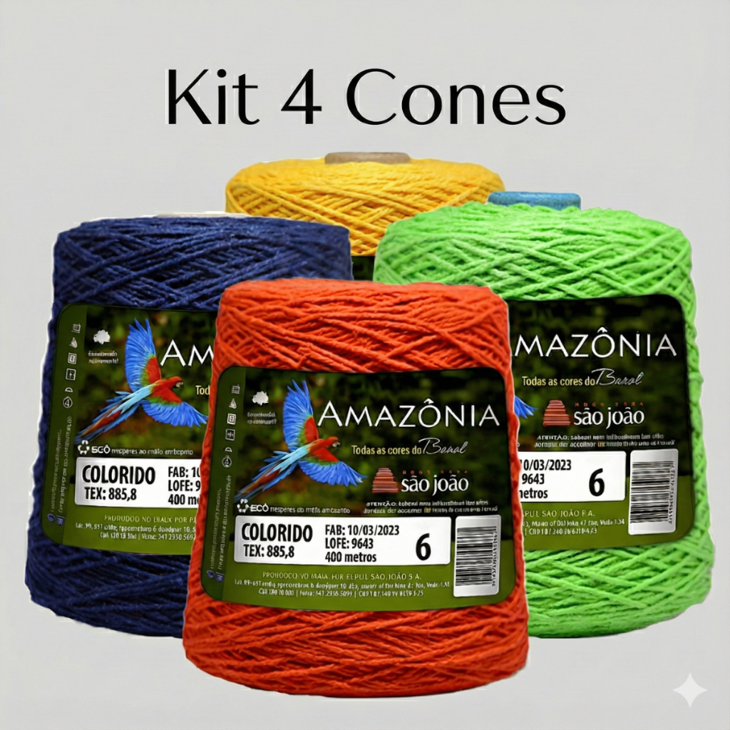 Barbante Para Crochê Kit 4 Unidades  Cores Sortidas Numero 4,6,8  400G  Cada 14,95 em Oferta na Shopee