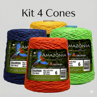 Barbante Para Crochê Kit 4 Unidades  Cores Sortidas Numero 4,6,8  400G  Cada 14,95 em Oferta na Shopee