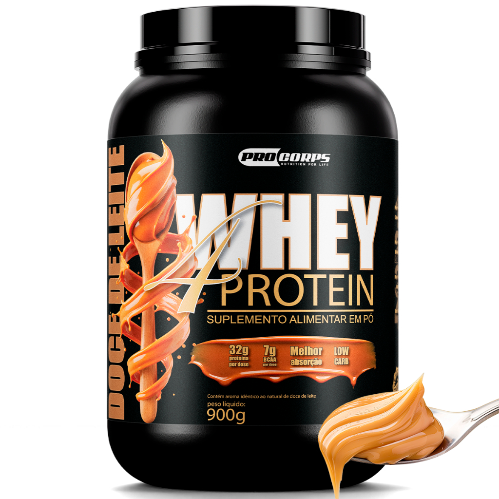 Whey 4 Protein Pro Corps 900g Ganho Muscular Doce Leite