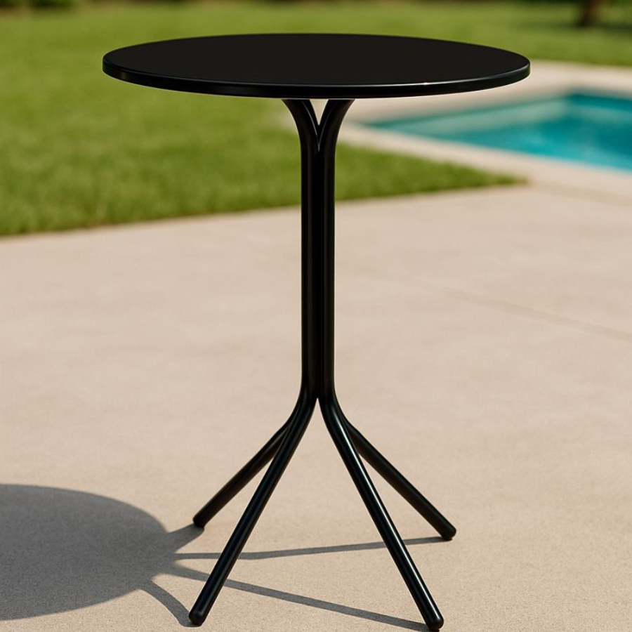 Mesa Bistrô Elegante Baixa Redonda Estrutura De Aço Tampo MDF Bar Cozinha Balcão Lanchonete Gourmet