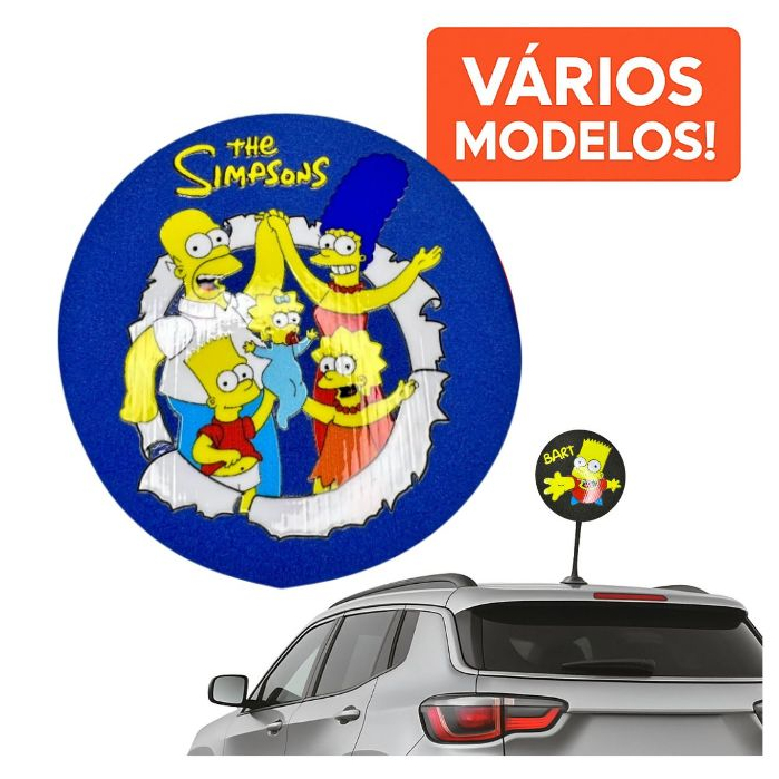 Ponteira Enfeite de Antena Simpsons - Homer - Bart - Marge - Lisa - Maggie - Carro e Moto