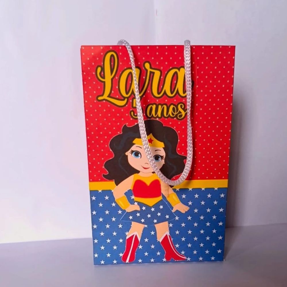 Sacolinha Surpresa Mulher Maravilha Cute Personalizada  Lembrancinhas de Aniversário - PEGUE E MONTE