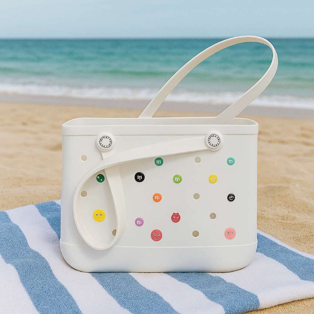 Bolsa Bag EVA Branca Linda + 10 Botons  Brinde Praia Pisciana Clube Lazer Viagem Leve