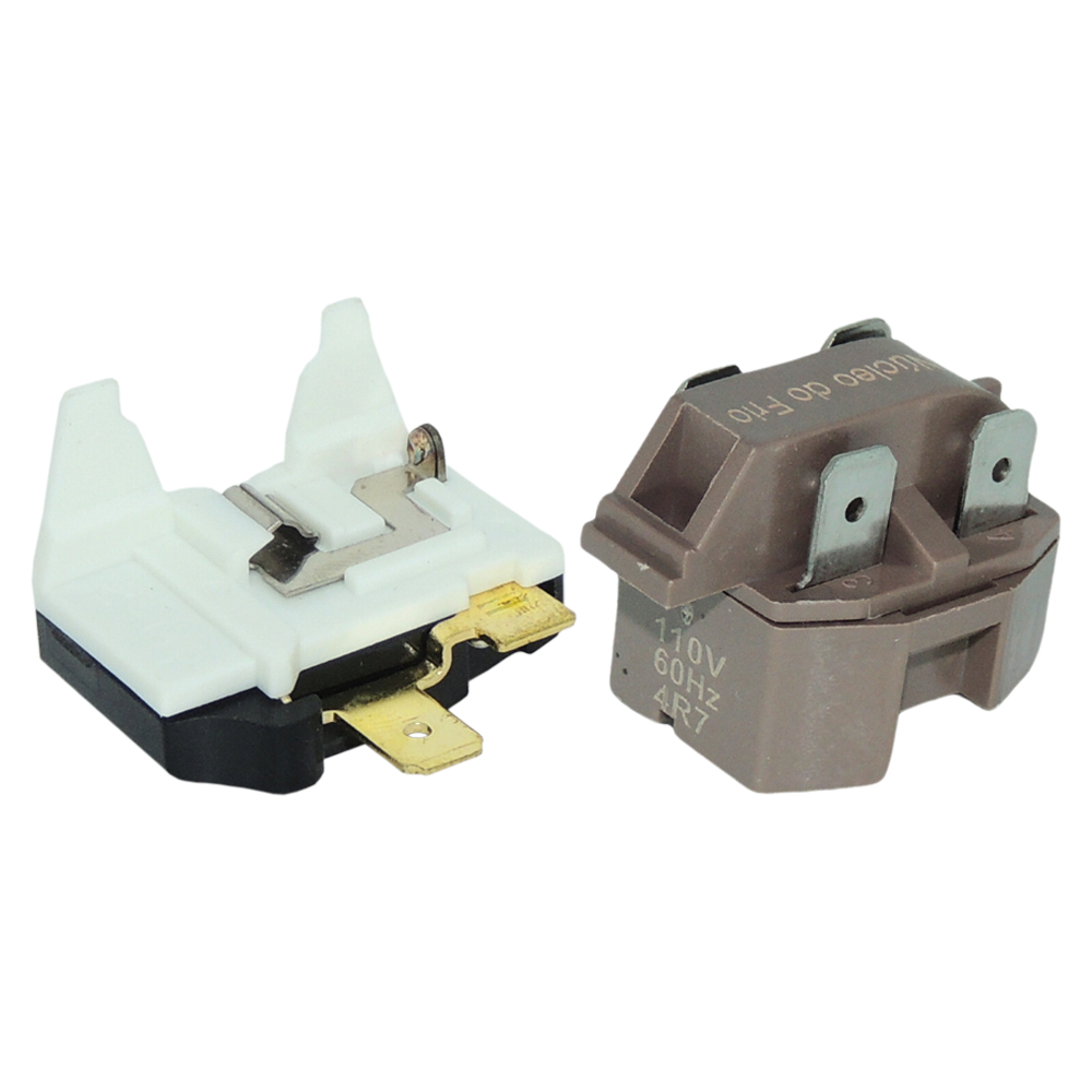 KIT RELE PTC 4 TERMINAIS 4.7OHM + PROTETOR TÉRMICO 1/3 10A - PARA GELADEIRA FREEZER CERVEJEIRA BALCÃO FRIGORÍFICO